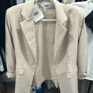 Love Bonito Nude Blazer- shoulder padded